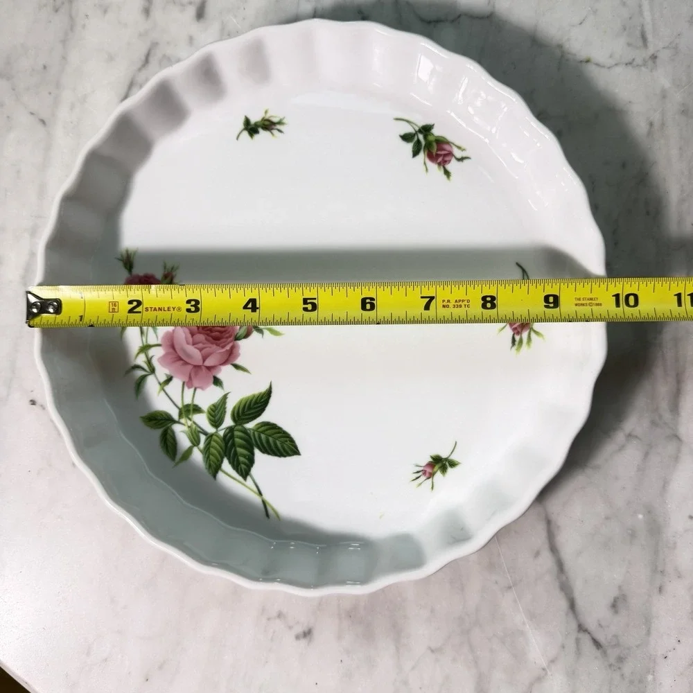 VTG‎ 1990s Christineholm Porcelain Rose Quiche Tart Pie Plate 9